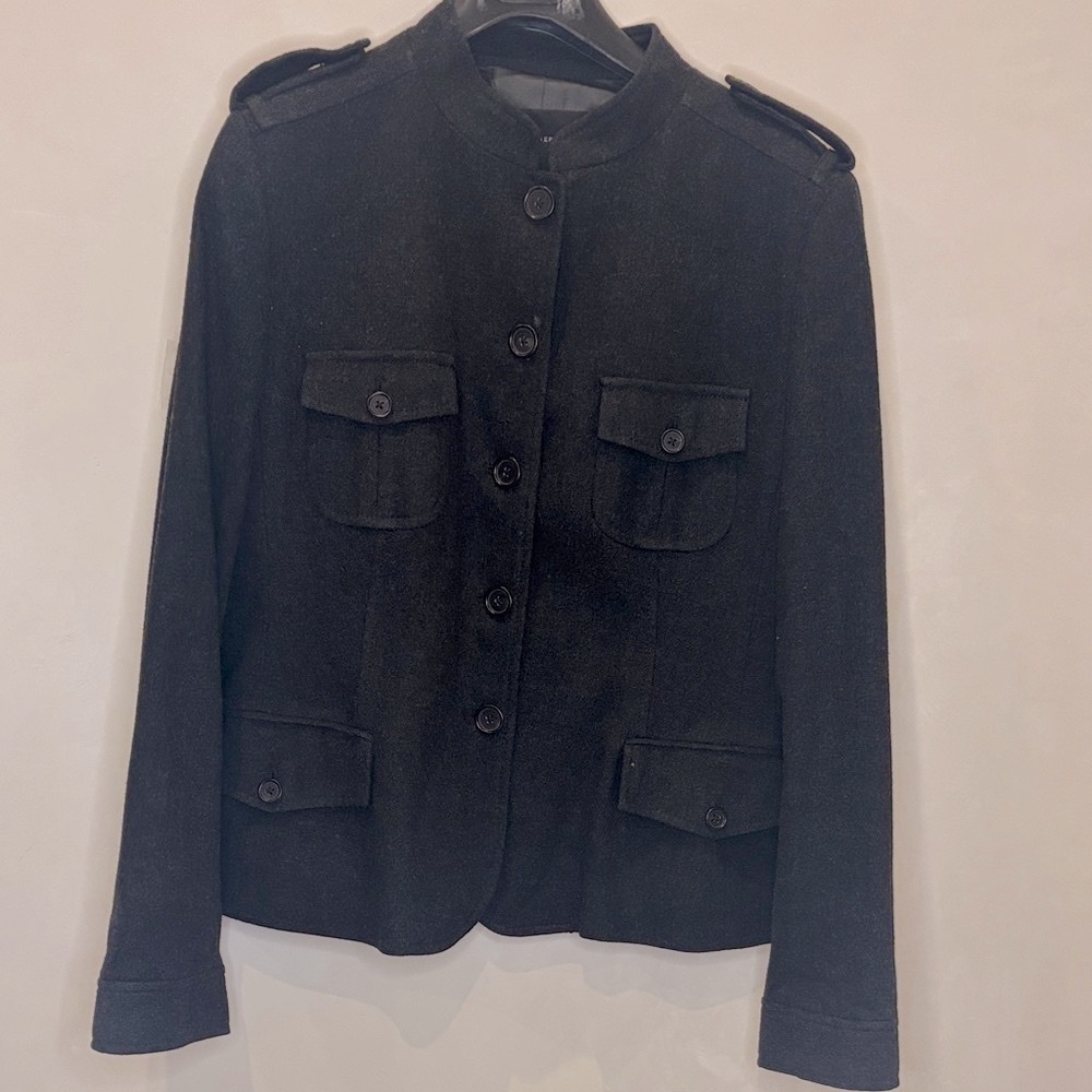 Banana Republic Wool-Blend Military Jacket Gray Sz 14 Fits Like Size 8–10 NWOT